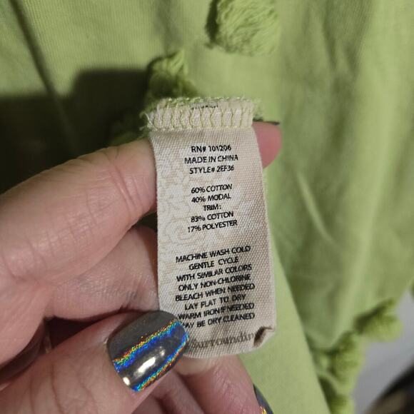 Soft Surroundings Lime Green Alana Dress with PomPom Tassels Margarita Medium - Picture 3 of 8
